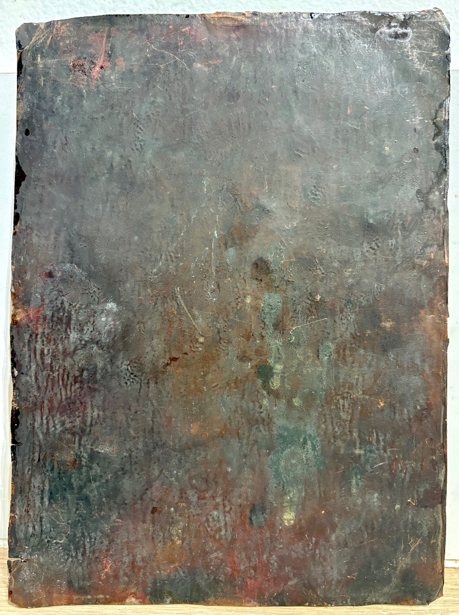 "Sainte famille et Saint Jean Baptiste" Huile sur cuivre vers 1700-photo-1