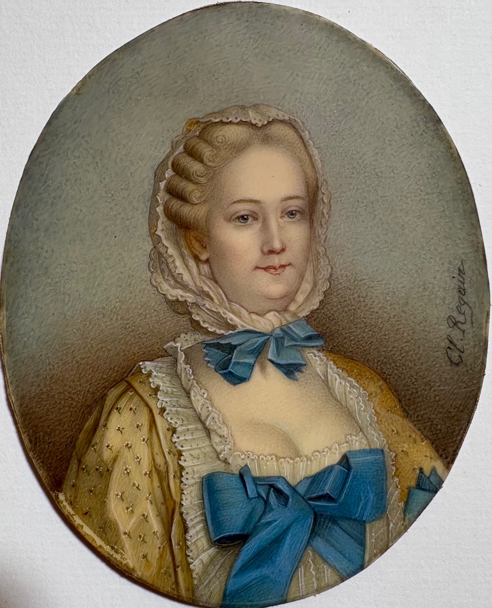 Miniature On Parchment, Cl Regain. 19th Century.-photo-2