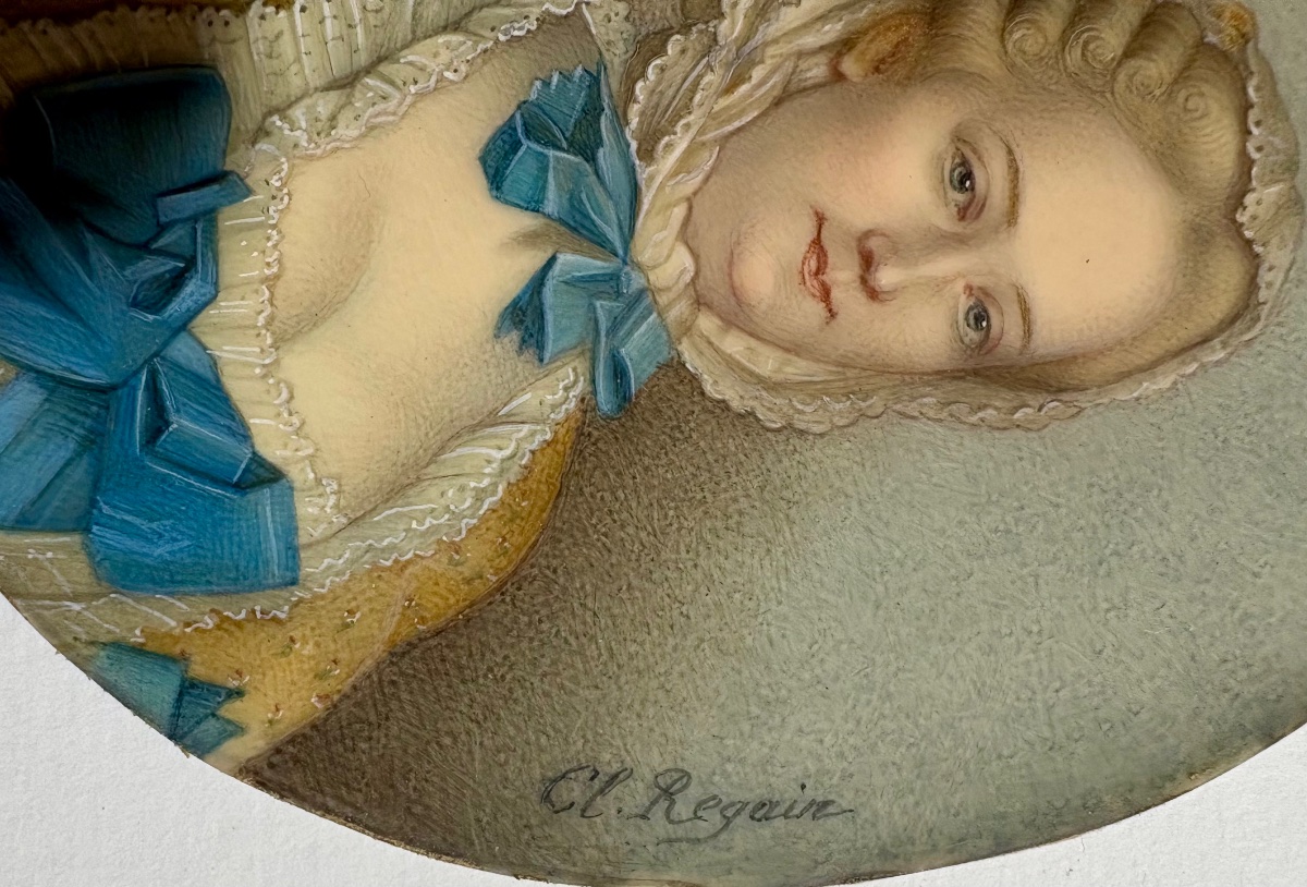 Miniature On Parchment, Cl Regain. 19th Century.-photo-3