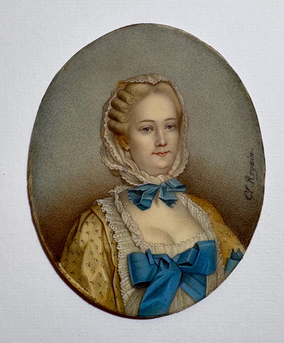 Miniature On Parchment, Cl Regain. 19th Century.