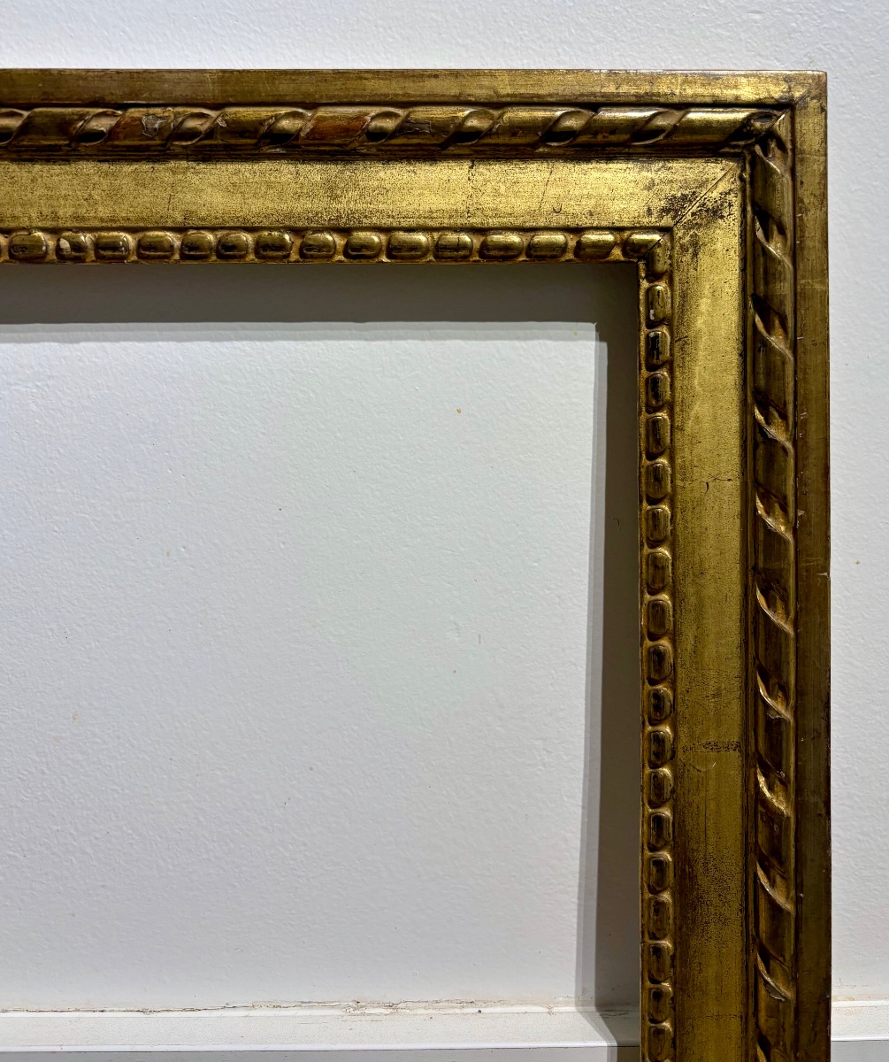 Cadre ancien, 18ème Siècle , Louis XVI, Bois Sculpté Doré.-photo-4