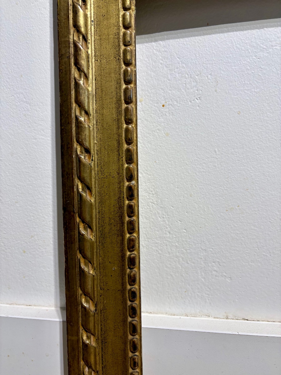 Cadre ancien, 18ème Siècle , Louis XVI, Bois Sculpté Doré.-photo-2