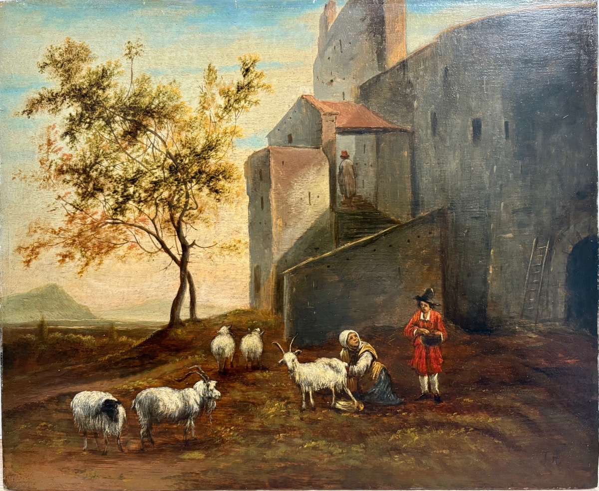 Ecole hollandaise vers 1800, huile sur panneau.