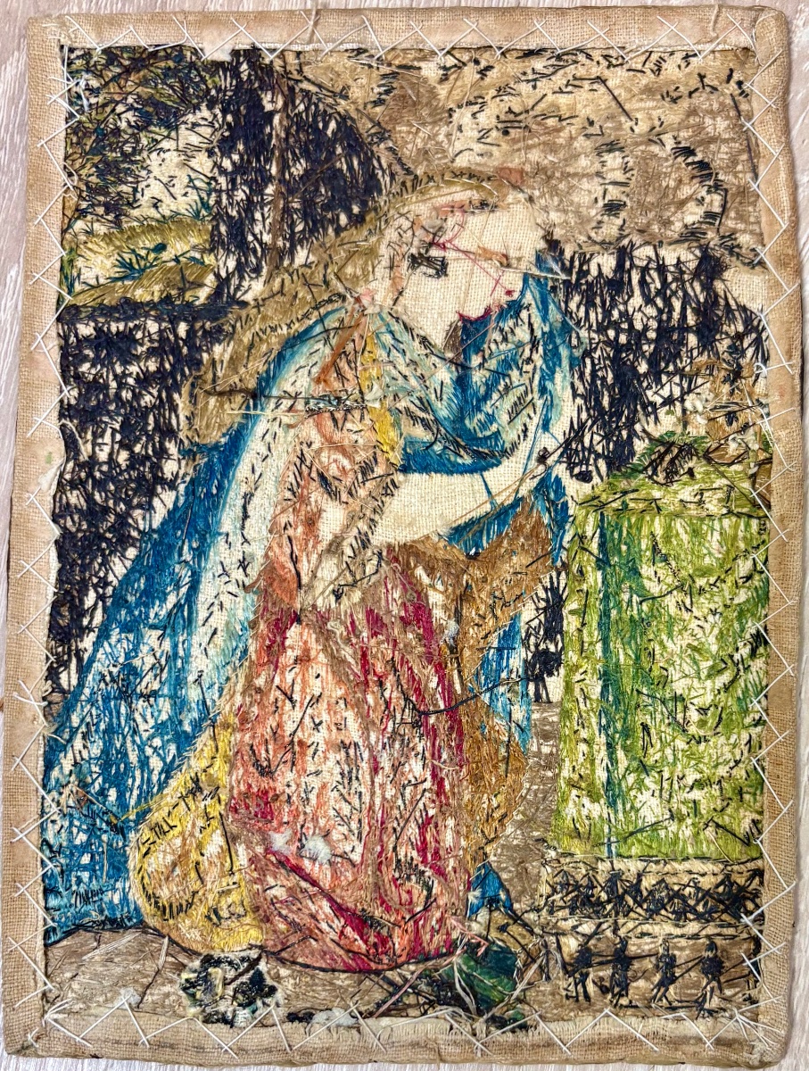 Broderie 18ème siècle, Marie Madeleine repentante.-photo-3