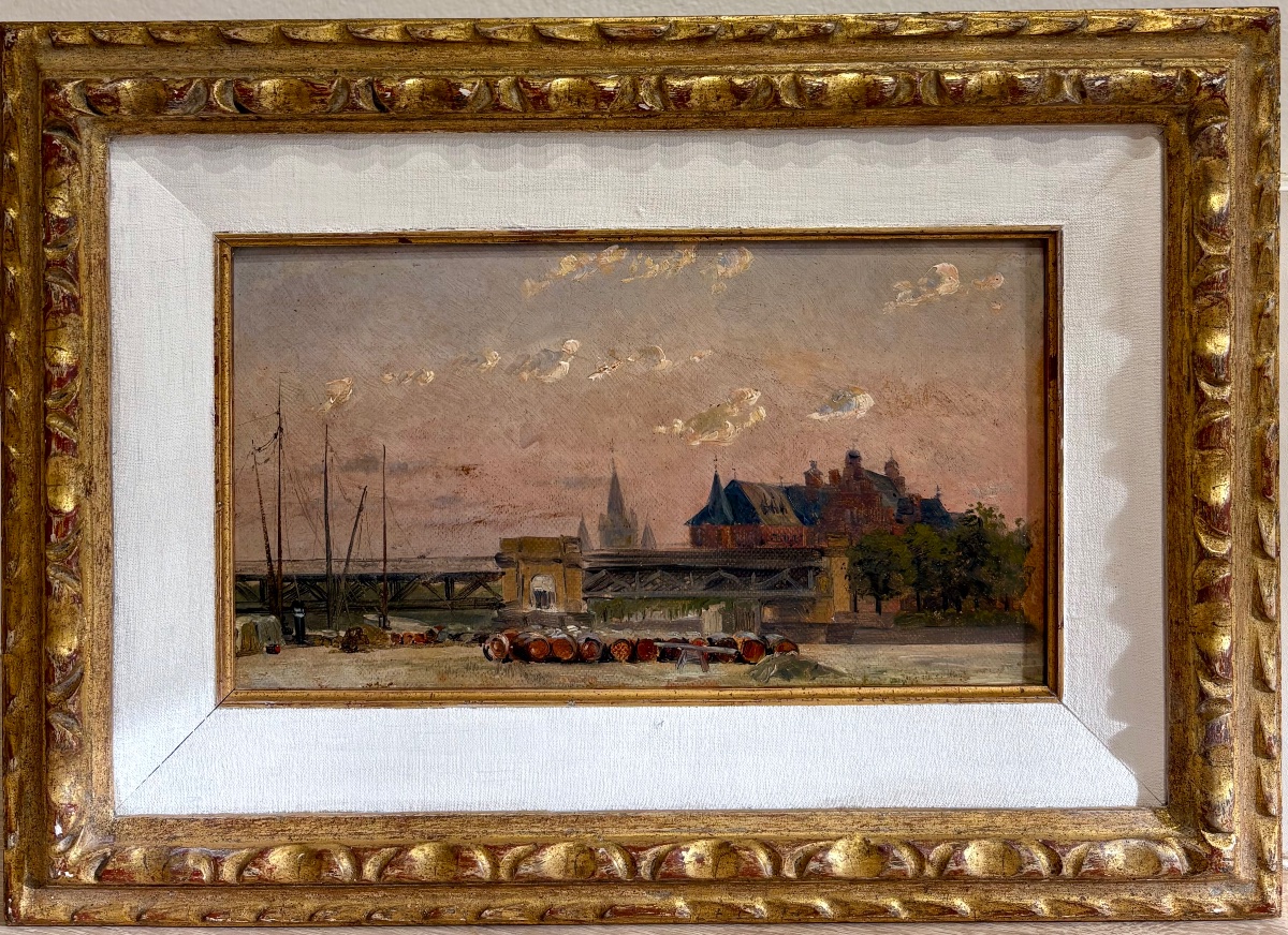 "view Of The Harbor," Attributed To Charles Lapostolet (1890–1924), Oil On Cardboard.
