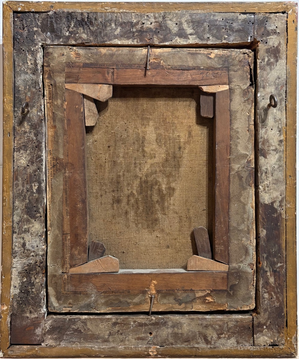"Portrait d'un moine ou d'un Saint en prière", huile sur toile du début du 19ème siècle-photo-2