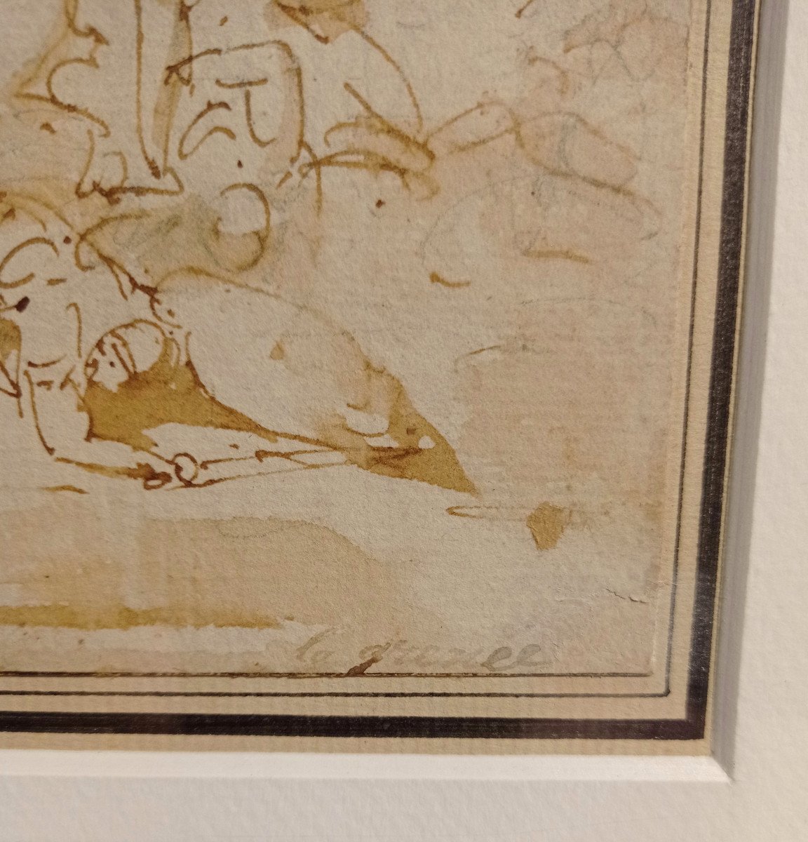 Dessin 18ème Siècle, Plume Et Lavis d'Encre Sur Papier Vergé-photo-5