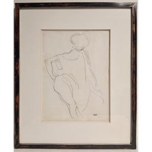 Louis Valtat (1869-1952), " Femme à La Toilette" Dessin Sur Papier.