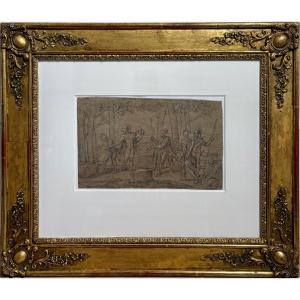 François Alexandre Verdier (1651-1730) attr. Dessin à la pierre noire sur papier.