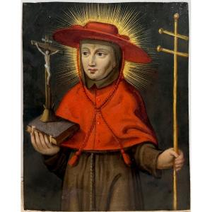 Bonaventure de Bagnioregio, huile sur cuivre du 17ème siècle.