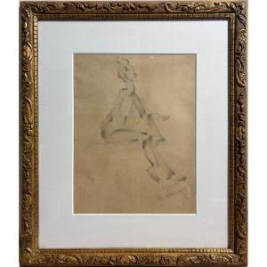 Michel Larionov (1881–1964), Seated Figure, Dedicated To Canudo.