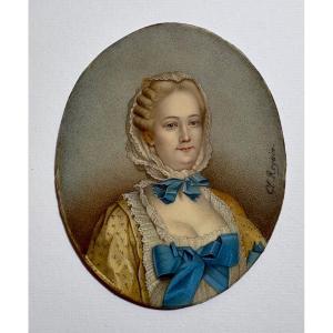 Miniature On Parchment, Cl Regain. 19th Century.