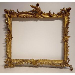 Rocaille Frame 18th Century, Louis XV, Golden Carved Wood