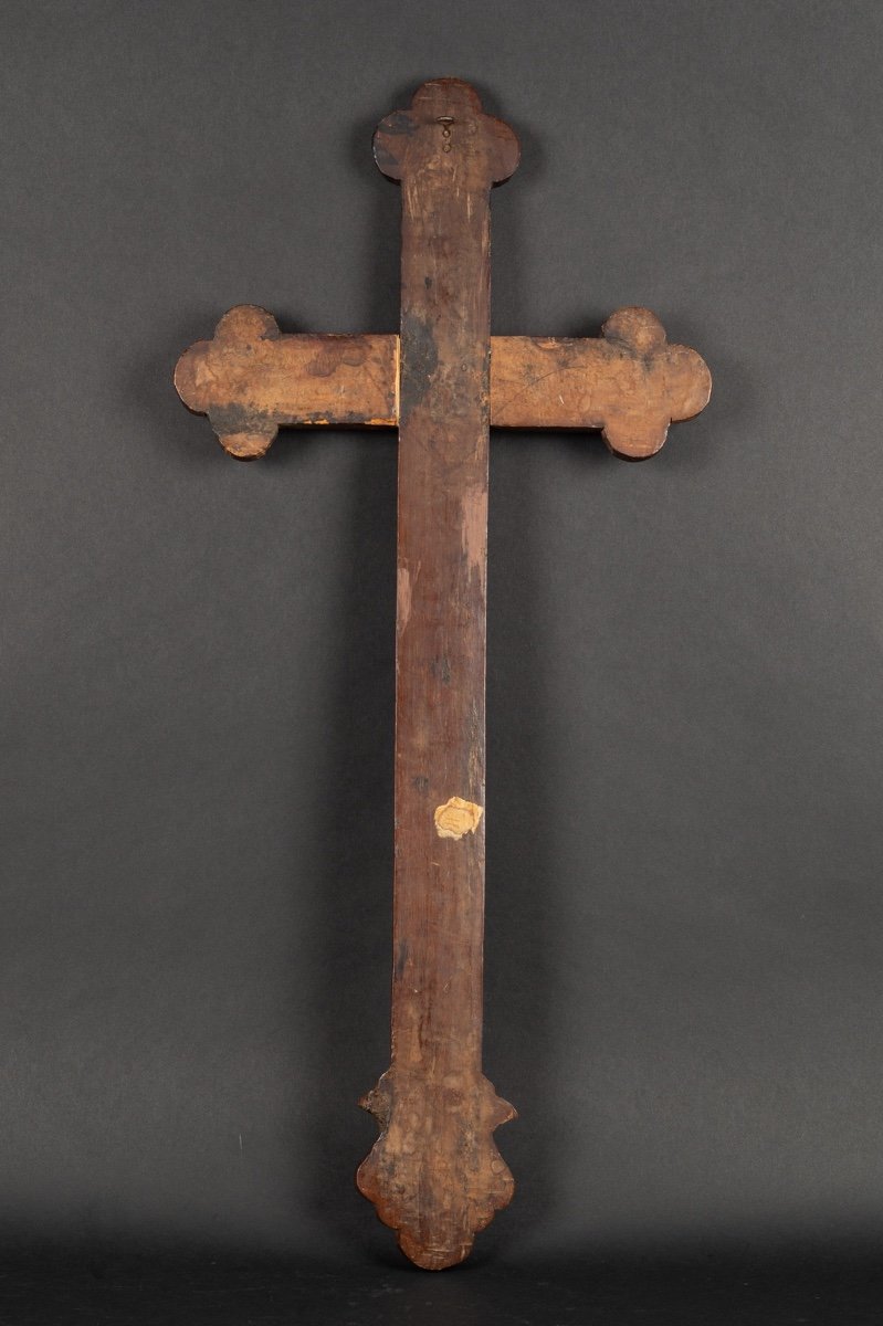 Croix Apostolique En Acajou Incrustée De Nacre - Origine Macao/Tonkin Indochine XIXe, Chine, Occasion