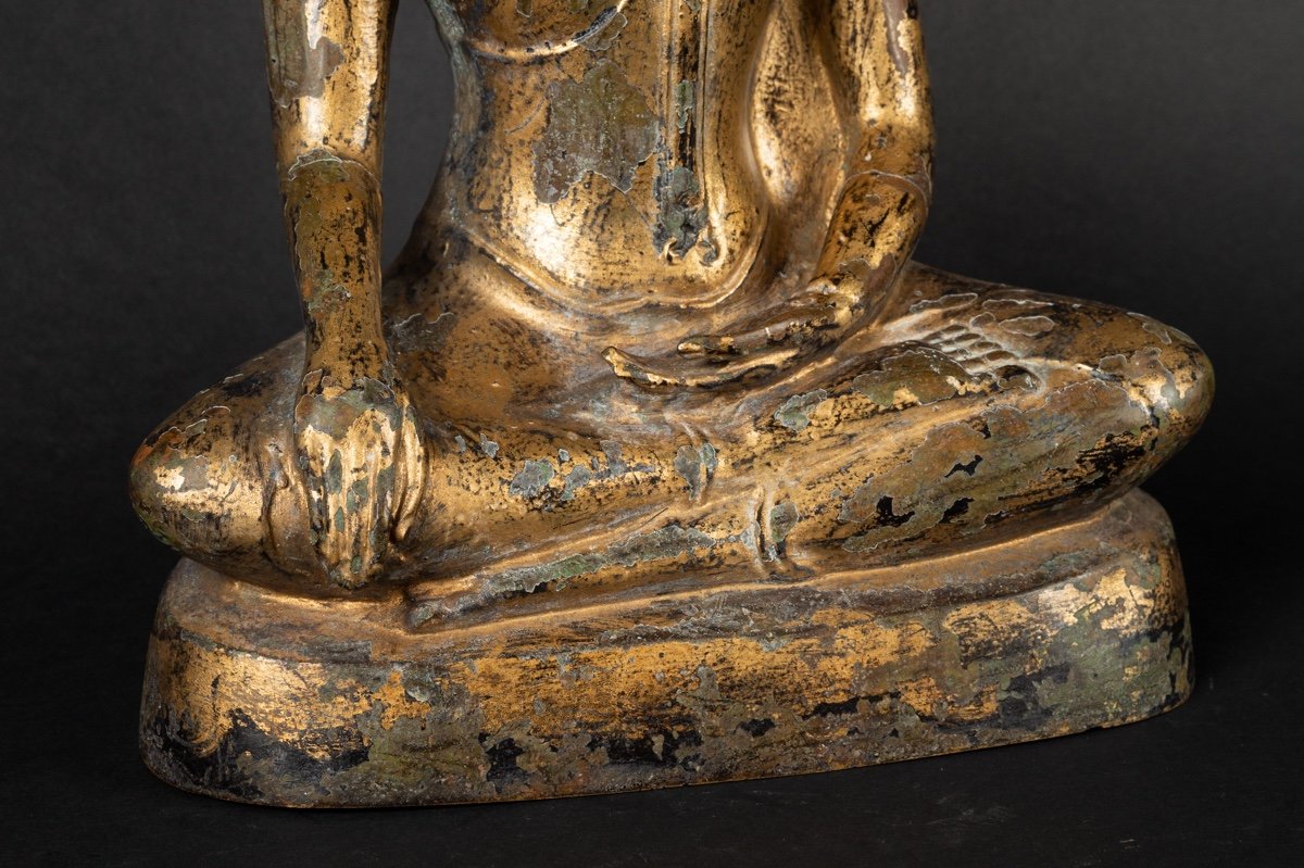 Grande Statue Bouddha Thaï Doré - 48 Cm - Résine - Décoration Ethnique