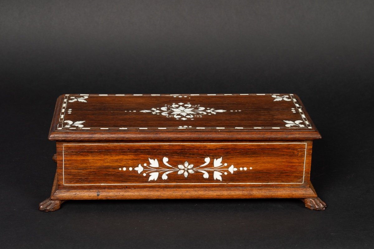 Box - Inlaid Cassone, Rosewood, Ivory, 19th Century-photo-2