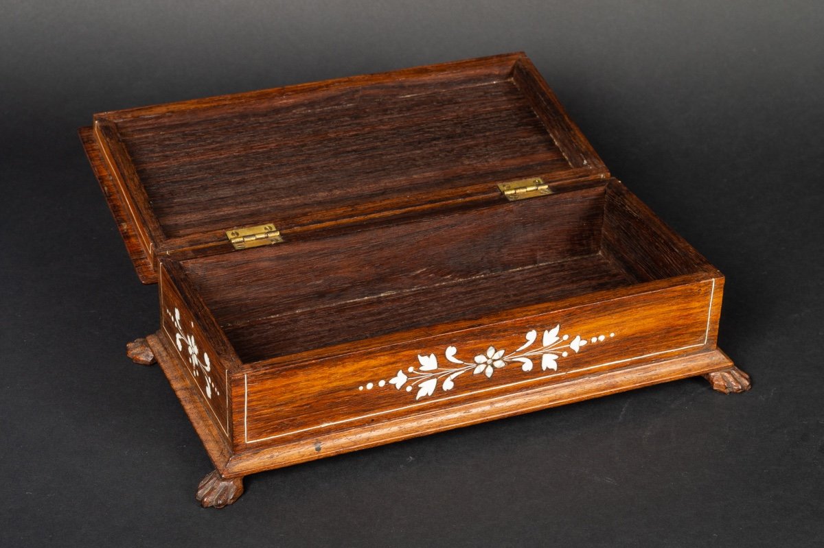Box - Inlaid Cassone, Rosewood, Ivory, 19th Century-photo-1