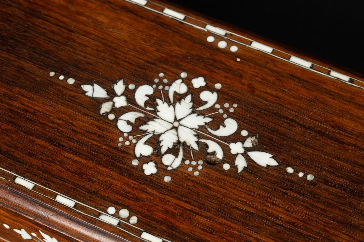 Box - Inlaid Cassone, Rosewood, Ivory, 19th Century-photo-5