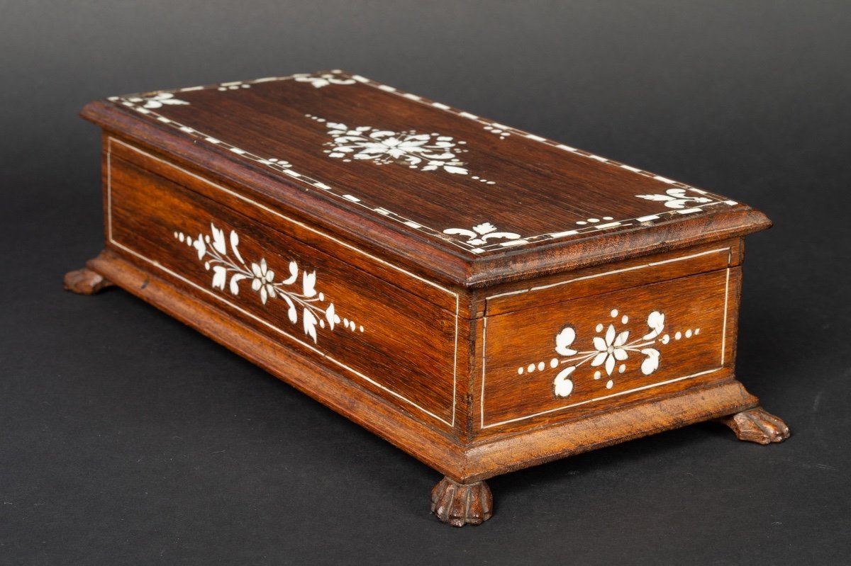 Box - Inlaid Cassone, Rosewood, Ivory, 19th Century-photo-6