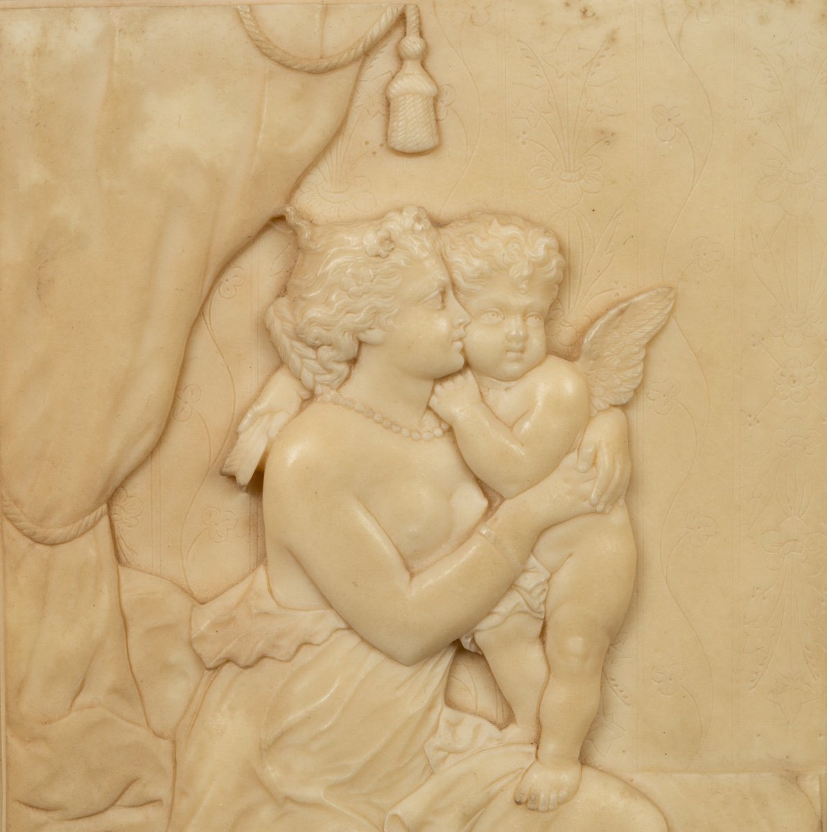 Bas-relief Of A Woman With Cupids, Alabaster, Academicism, France, 19th Century-photo-4