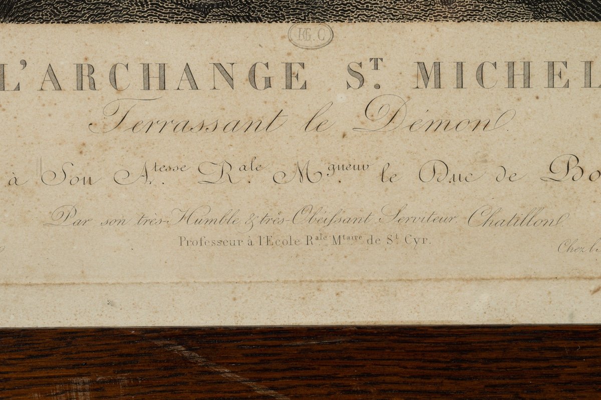 Archange Saint Michel, Gravure d'Après Raphaël d'Urbino, Henri Guillaume Chatillon (1780-1856),-photo-4