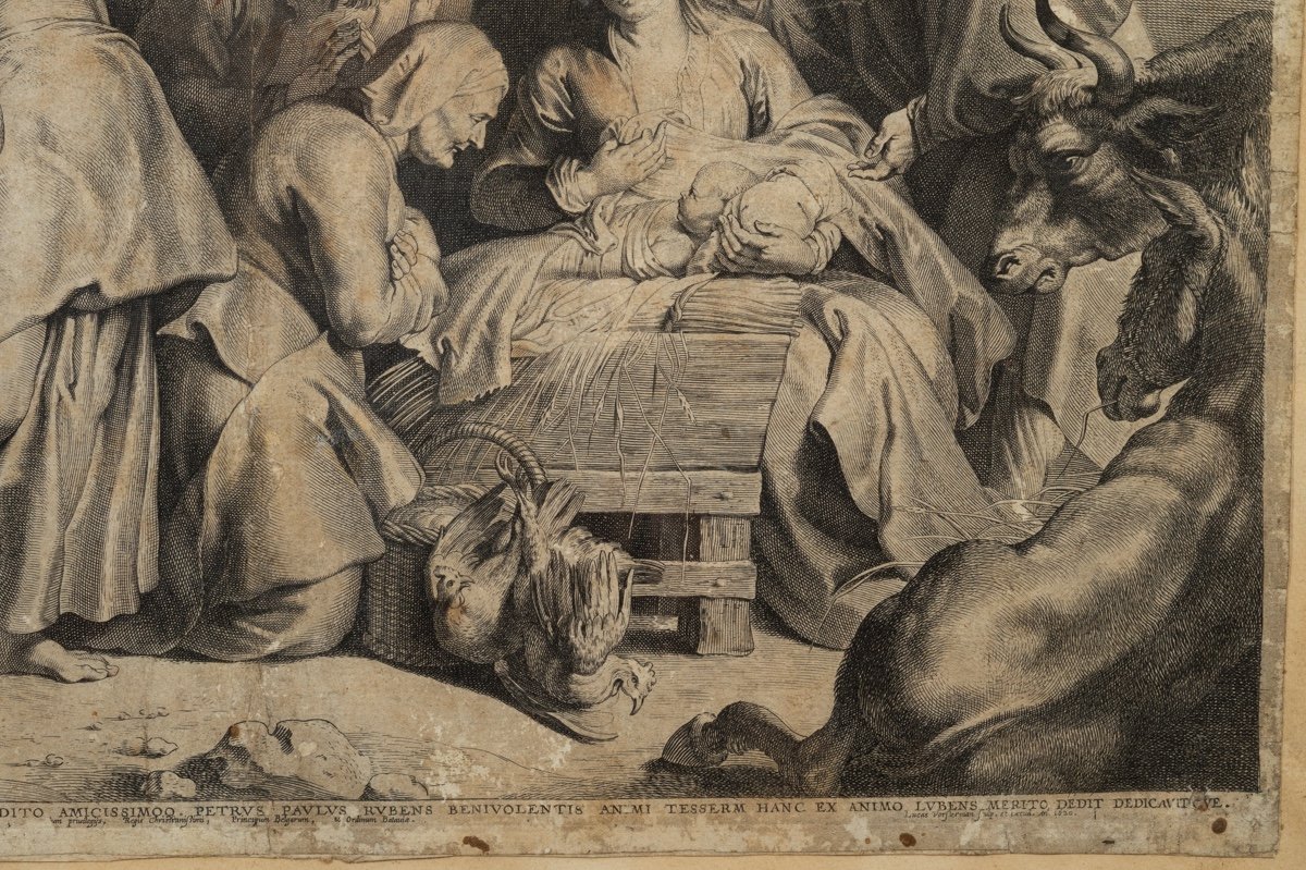 Adoration Des Bergers, Gravure, D’àpres P.P. Rubens, Lucas Vorsterman I (1595-1675) Anvers 1620-photo-1