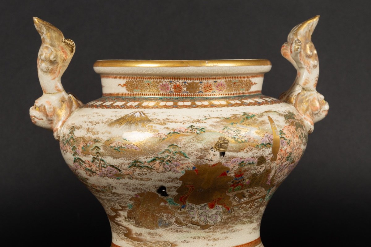 Set Of Three Vases, Satsuma, Japan, Meiji Era (1868-1912)-photo-3