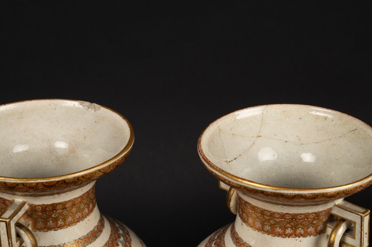 Set Of Three Vases, Satsuma, Japan, Meiji Era (1868-1912)-photo-5