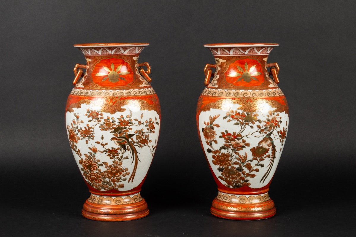 Pair Of Vases, Kutani, Japan, Meiji Era (1868-1912)-photo-3