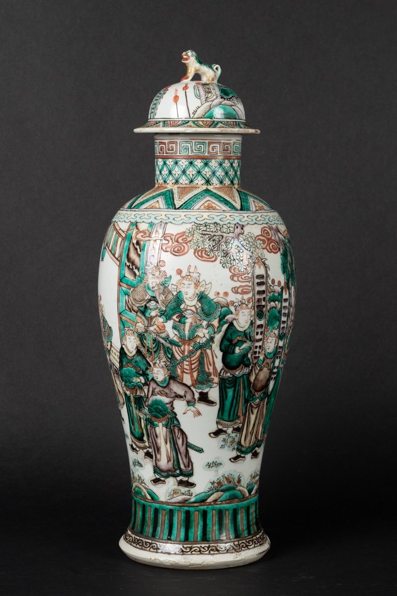 Vase à Figures, Famille Verte, Chine, Dynastie Qing, XIXe Siècle.-photo-3