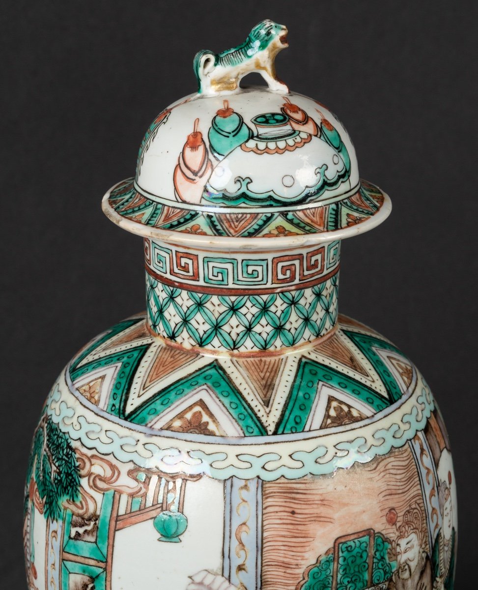 Vase à Figures, Famille Verte, Chine, Dynastie Qing, XIXe Siècle.-photo-1