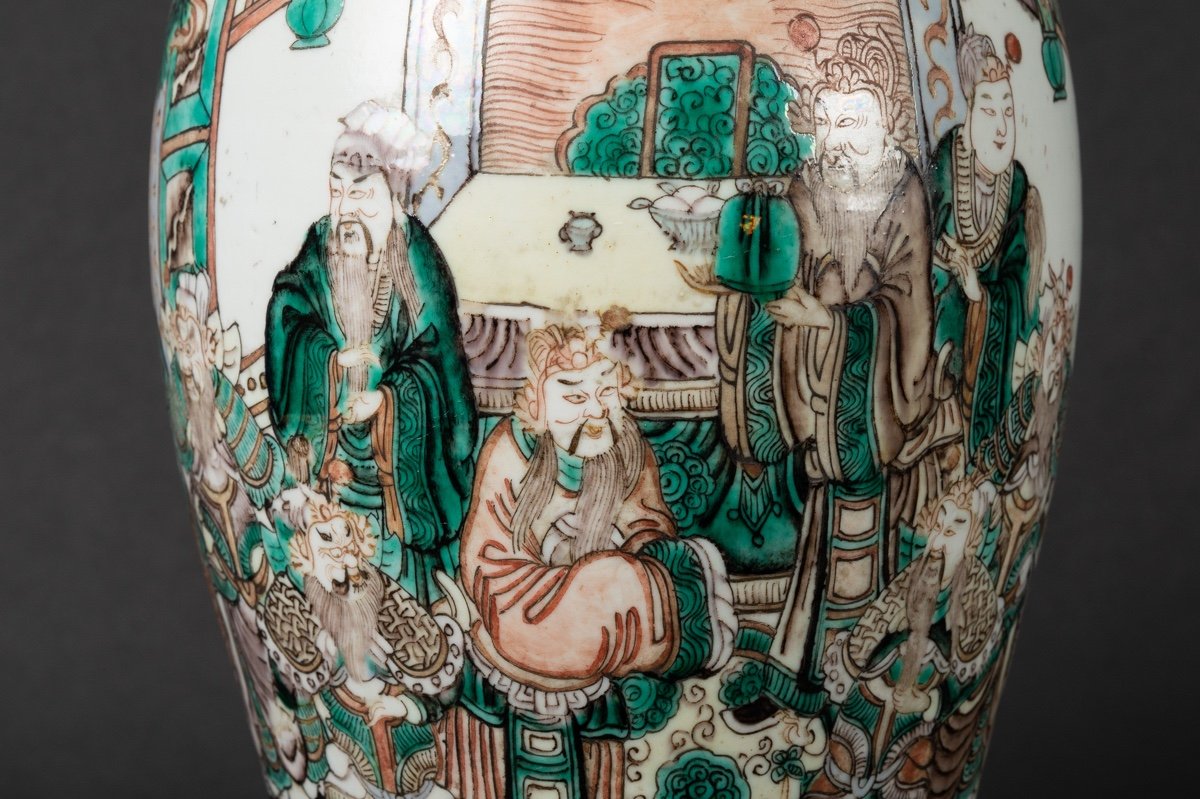Vase à Figures, Famille Verte, Chine, Dynastie Qing, XIXe Siècle.-photo-4