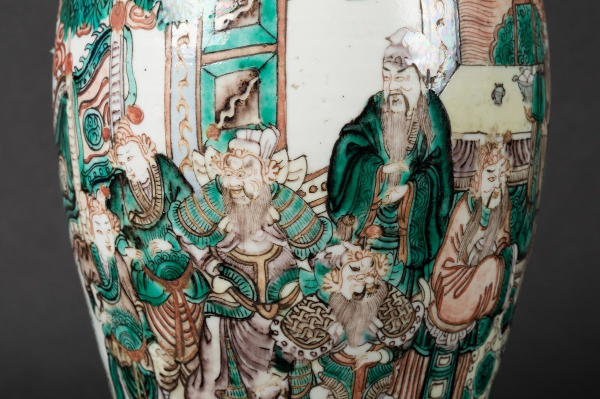 Vase à Figures, Famille Verte, Chine, Dynastie Qing, XIXe Siècle.-photo-5