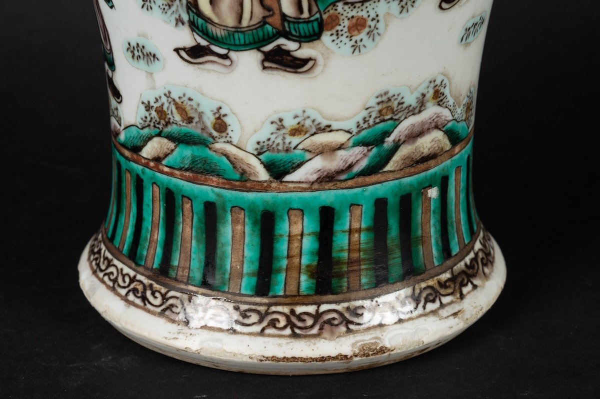 Vase à Figures, Famille Verte, Chine, Dynastie Qing, XIXe Siècle.-photo-8