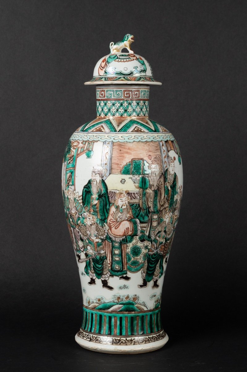 Vase à Figures, Famille Verte, Chine, Dynastie Qing, XIXe Siècle.