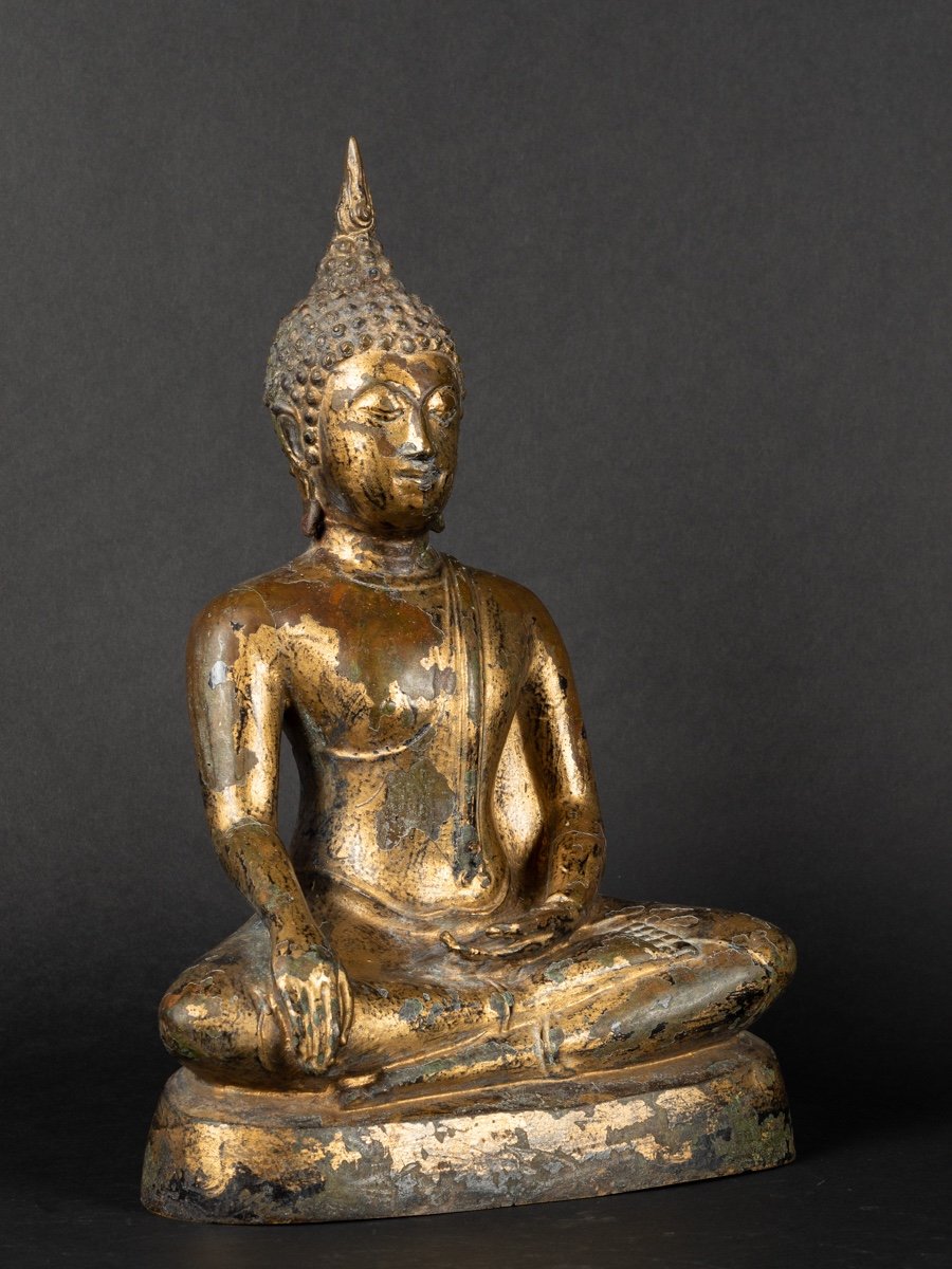Bouddha Sakyamuni, Bronze Doré, Thaïlande, Rattanakosin, XIXe Siècle-photo-3