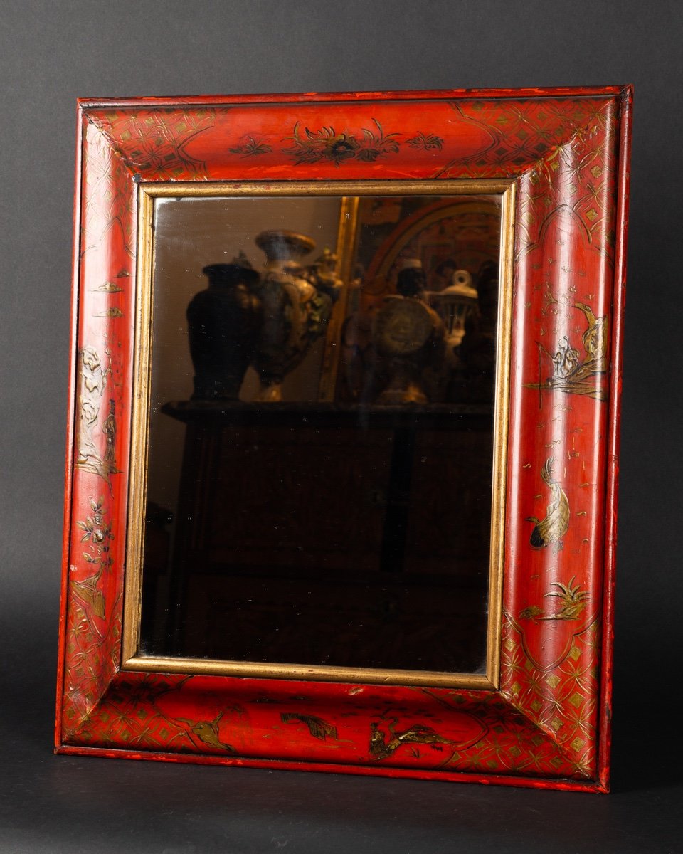 Miroir Chinoiserie, Bois Laqué, France, XIXe Siècle.   -photo-3