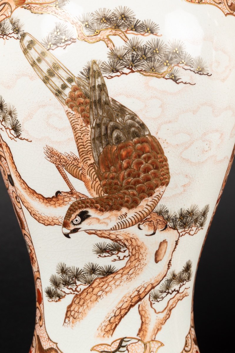 Paire De Vases Avec Des Animaux, Kutani, Shusei - Seizan, Japon, ère Meiji (1868-1912)-photo-5