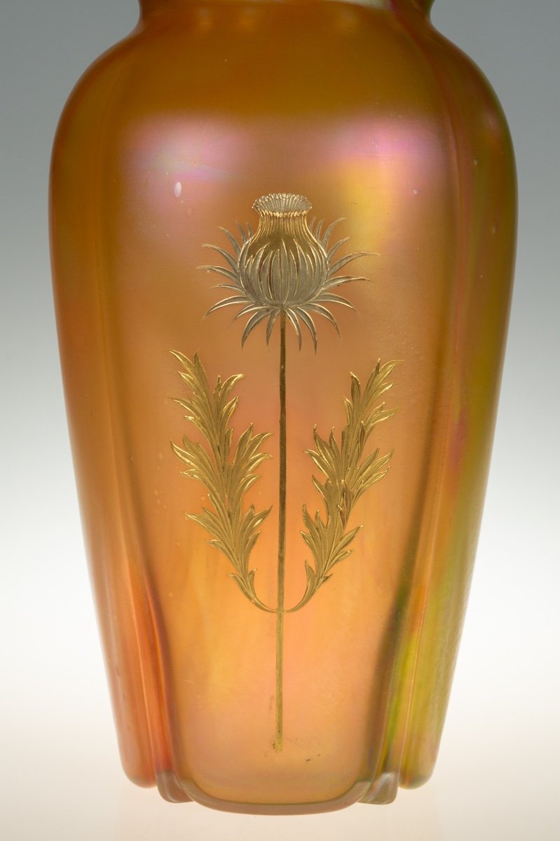 Iridescent Vase, Harrach, Bohemian, Art Nouveau, Circa 1900-photo-3