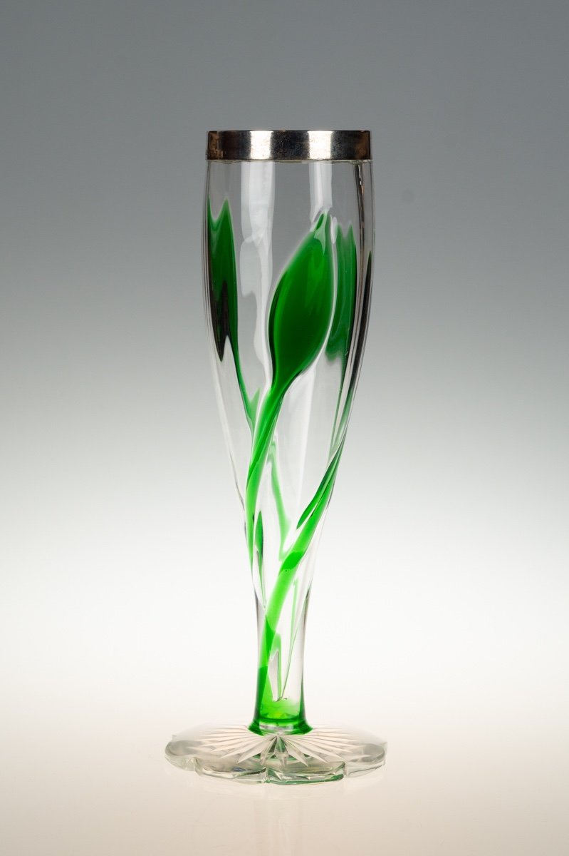 Vase Avec Garnitures En Argent, Stuart & Sons, Art Nouveau, Angleterre, 1901.-photo-4