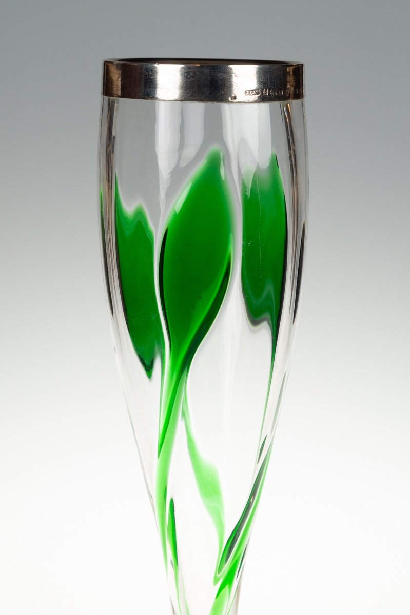 Vase Avec Garnitures En Argent, Stuart & Sons, Art Nouveau, Angleterre, 1901.-photo-2