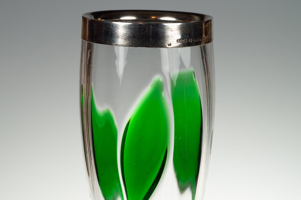 Vase Avec Garnitures En Argent, Stuart & Sons, Art Nouveau, Angleterre, 1901.-photo-4