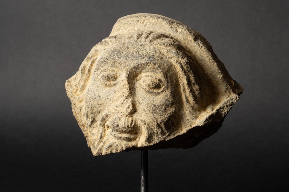 Head Of Saint, Sandstone, Gothic, 13th-15th Century, Alsace?-photo-3