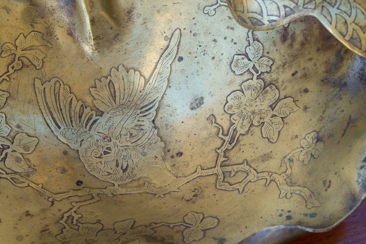 Panier  Chinoiserie Avec Perroquet, Bronze, France, Fin Du 19e Siècle -photo-7