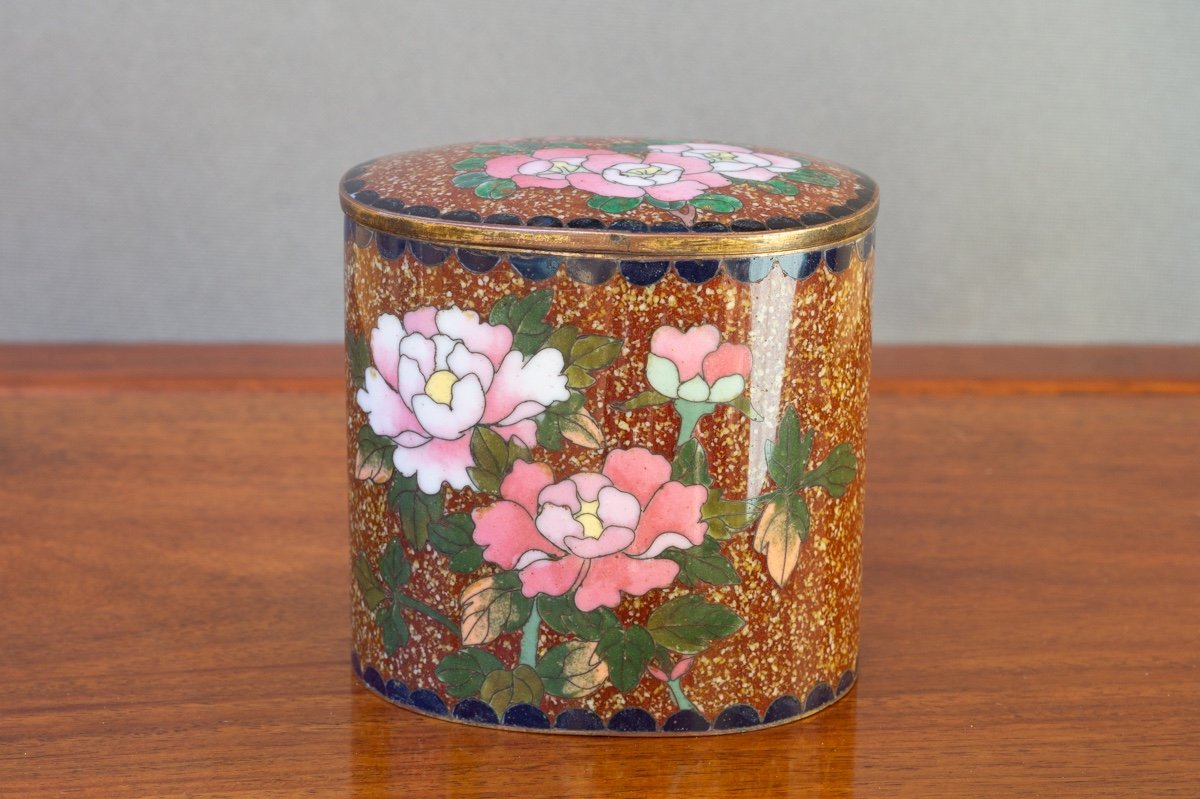 Cloisonne Box With Roses And Irises, Japan, Meiji Era (1868-1912).