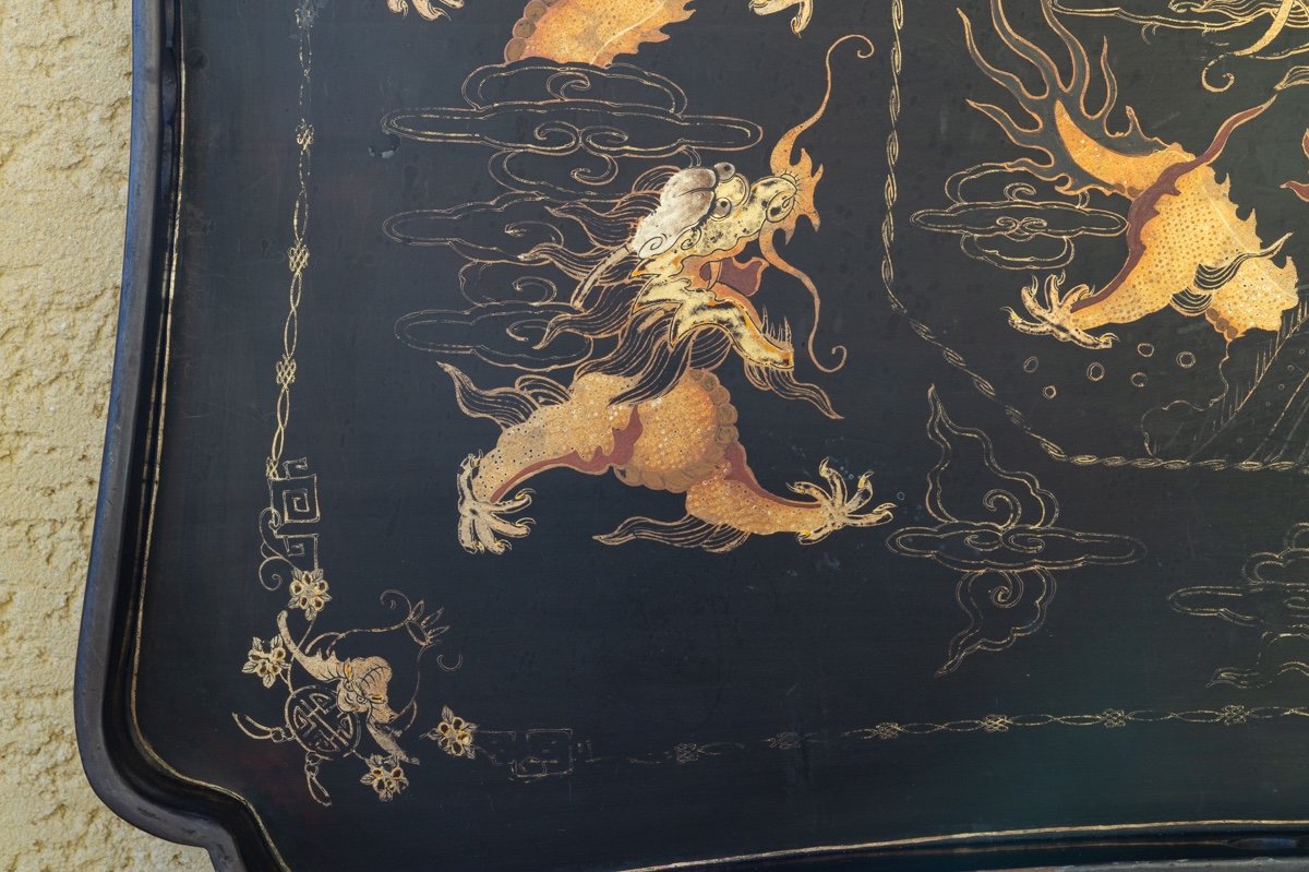 Large Tray With Dragons, Lacquer, China, Qing Dynasty, 19th Century-photo-4