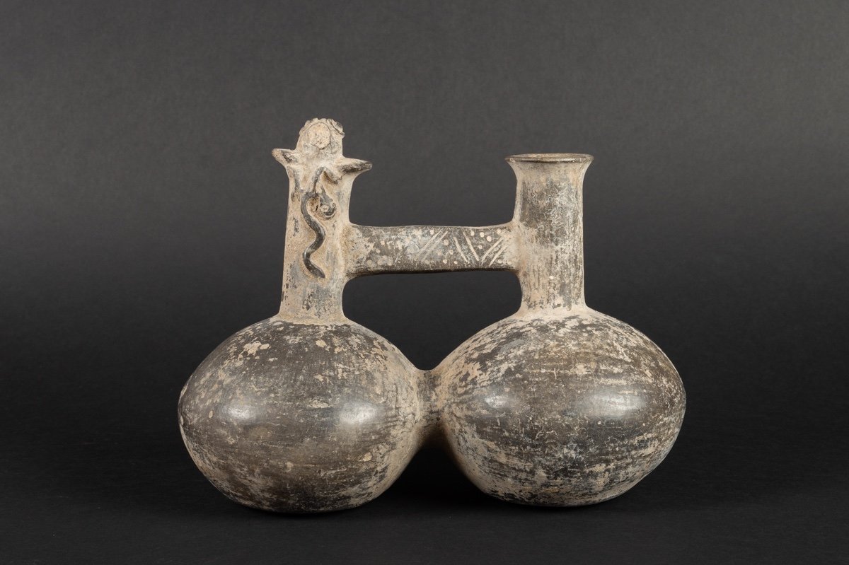 Vase Chantant - Sifflet à Serpent, Pérou, Chimu, Xe-xve Siècle, Culture Précolombienne 
