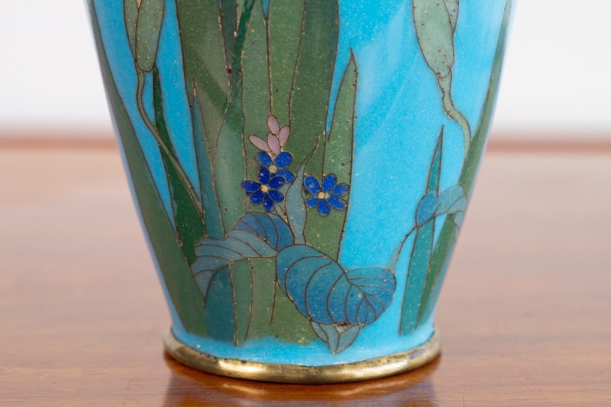 Vase Cloisonné Avec Des Iris, Japon, ère Meiji (1868-1912)-photo-5