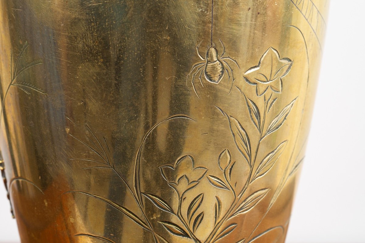 Vase Avec Poules, Bronze, Japon, ère Meiji (1868-1912). -photo-7
