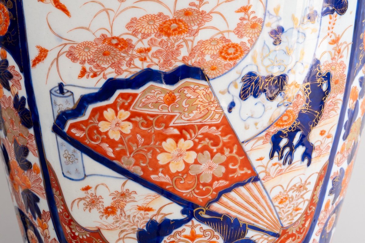 Large Fan Vase, Arita - Imari, Japan, Meiji Era (1868-1912).-photo-6